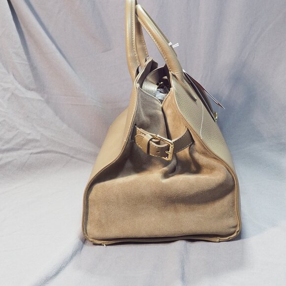 Anna Paola Riva Bag Taupe Leather Viral Commuter Satchel Purse Hand Shoulder - Picture 4 of 14